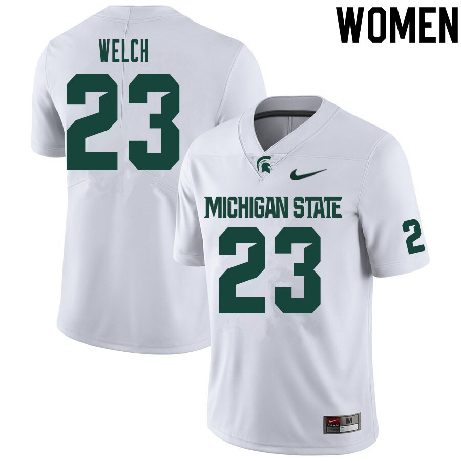 Women #23 Andre Welch Michigan State Spartans College Football Jerseys Sale-White